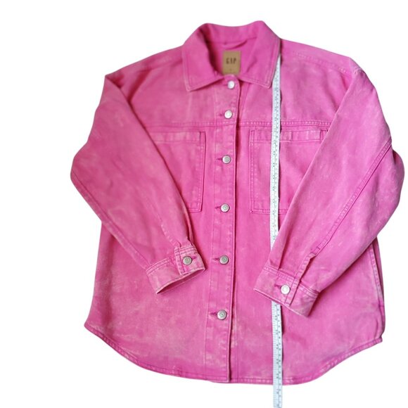 Gap Denim Utility Shirt Jacket with Washwell Color Pink Size Small - Picture 5 of 8